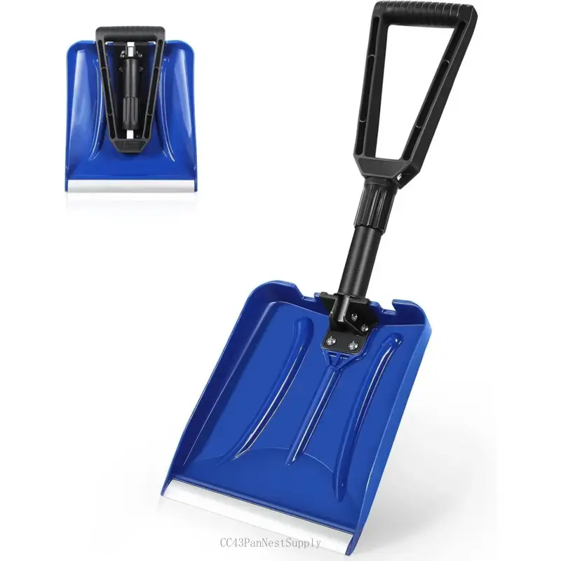 Folding Snow Shovel with Aluminum Edge, D-Grip Portable Shovel for Snow Removal, Lightweight Emergency Snow Shovel, Multifunctional Collapsible Shovel, Shovel For Car Driveway, Garden, CampingCC43PanNestSupply