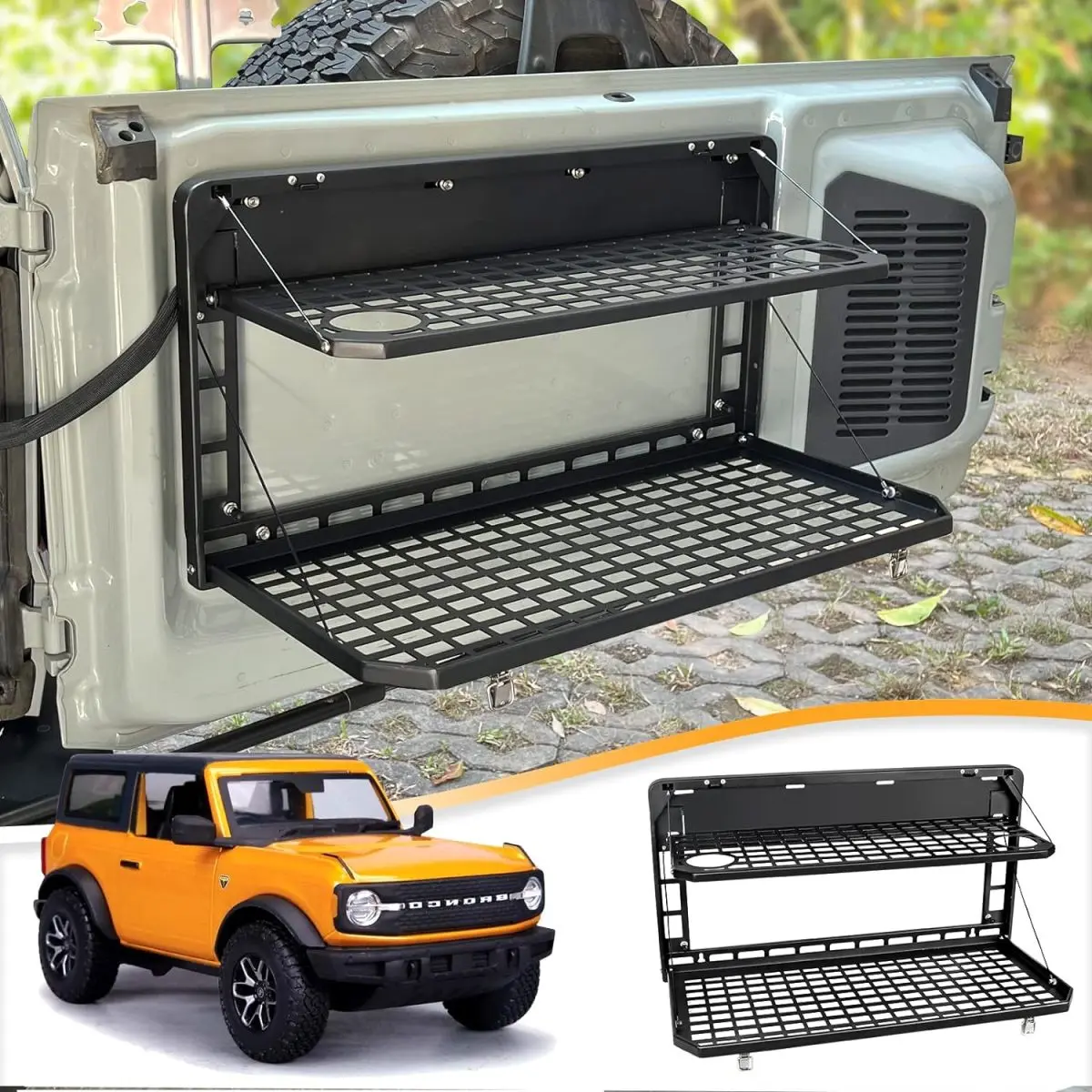 Tailgate Table Rear Foldable Cargo Shelf Aluminum Alloy Storage Shelf MOLLE Panel for Ford Bronco 2021-2026