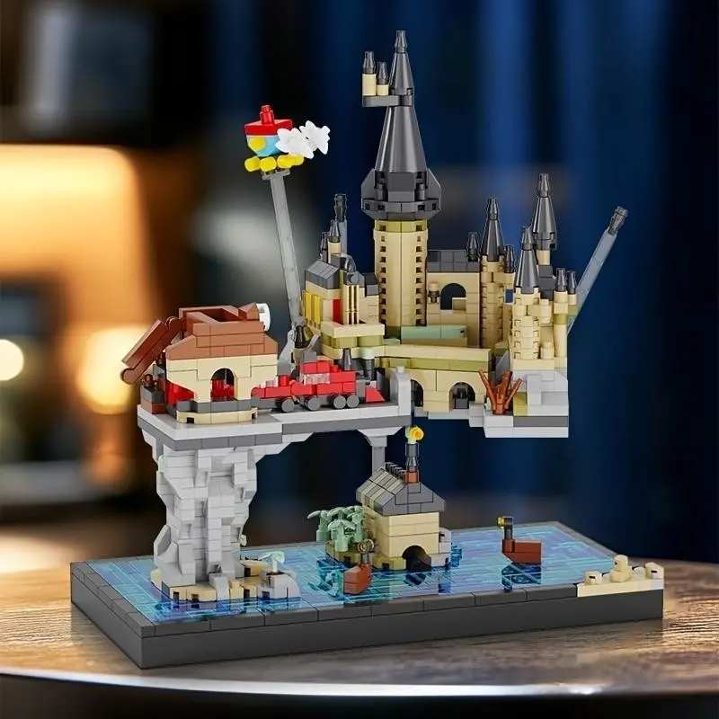 European Medieval Airborne Magic Castle 3D Model Building Set, Unisex Toy, Collectible Display Piece, Perfect Gift for Holidays and Birthdays, Building Block Sets, Buildable Blocks Kit