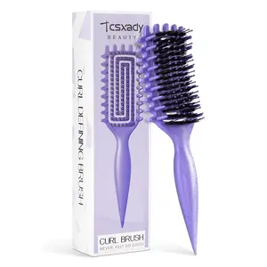 Curl Defining Curly Hair Brush, Vented Hair Brush for Effortlessly Defined Curls & Waves, Wet & Dry Use for Women and Men, Reduces Frizz, Purple