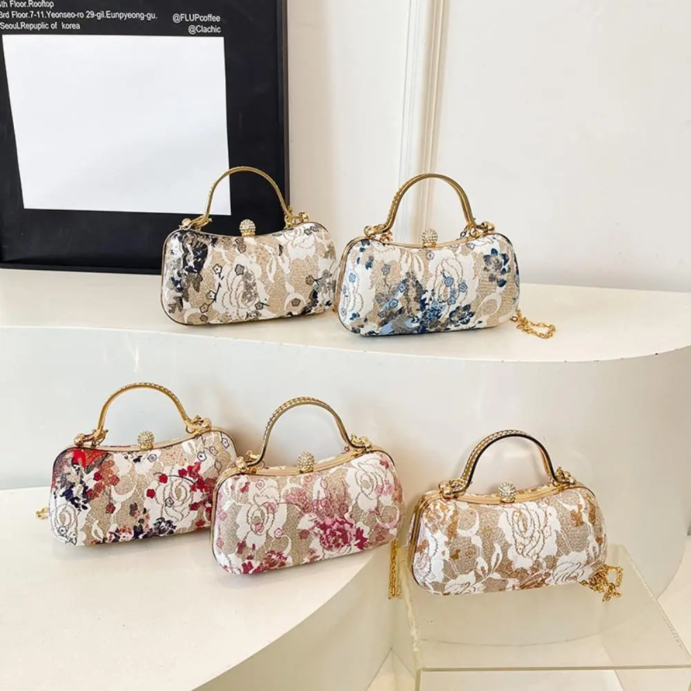 Women's 2026 New Culturally-Inspired Chinese Embroidery Handbag - Chain-Detail Crossover Contemporary D-Handle Versatile Summer Daily Crossbody Shoulder Bag, Chain-Detail Women's Handbags, Contemporary Women's Handbags