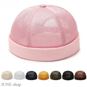Simple American Retro Brimless Round Mesh Cap, Breathable Watermelon Style Unisex Street Headwear Suitable For Daily Casual Outfits Hip Hop Styling Outdoor Activities And All Season Street Fashion Matching