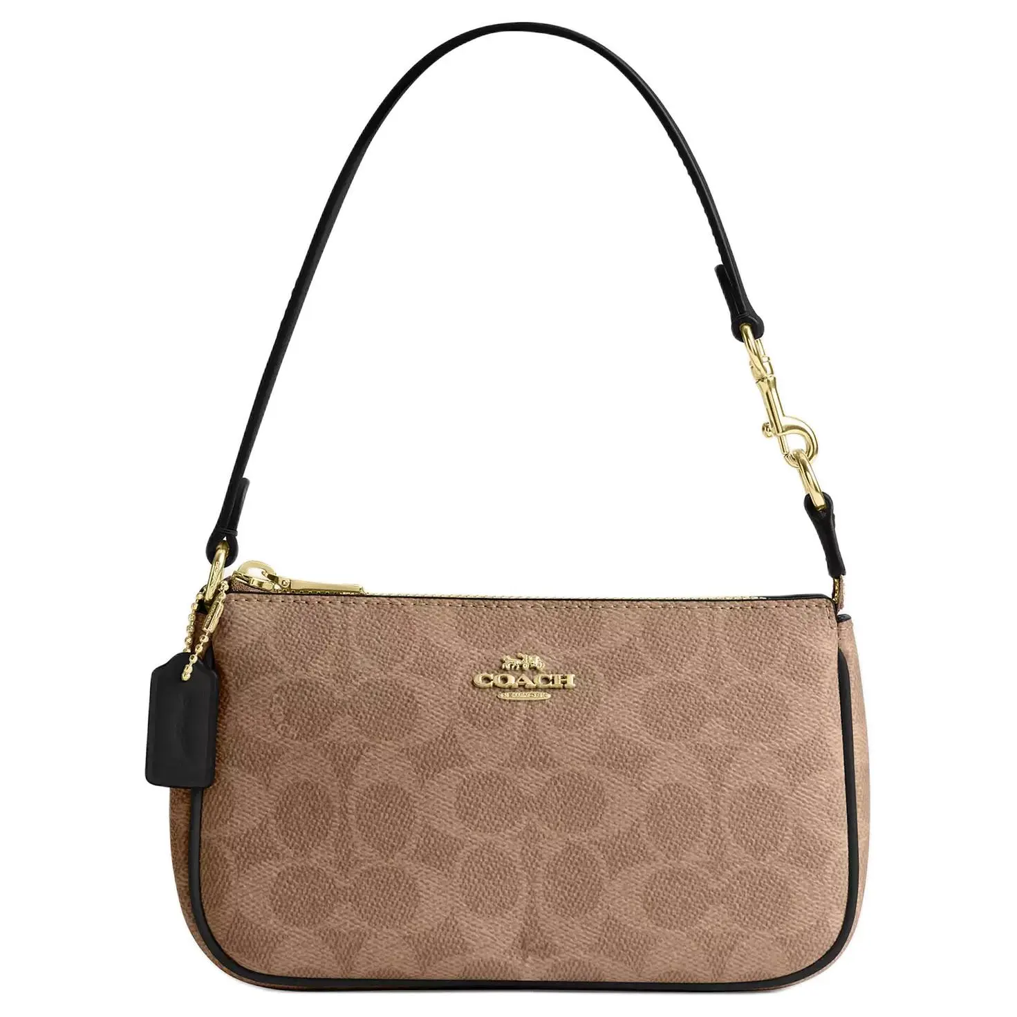 Coach Nolita 19 Small Handbag for Women – Coated Canvas Tote with Zip Closure, Tan and Black