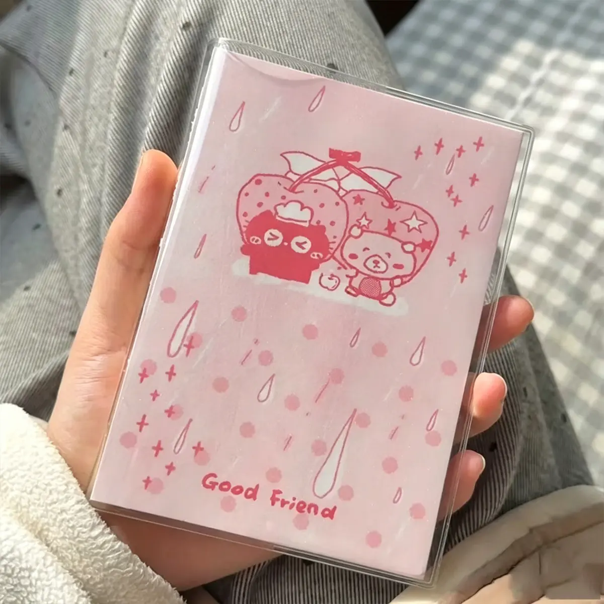 Cute Korean Style Glitter Raindrop A6 Blank Notebook, High-Profile Student Portable Planner, Diary Journal Gift, Illustration Notebook