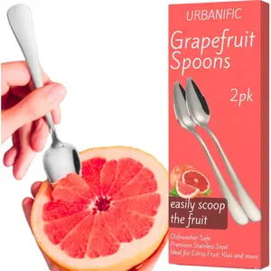 Grapefruit Spoons – Serrated Edge Stainless Steel Spoons to Easily Cut Citrus Fruits like Grapefruit, Oranges & Kiwi – Polished Finish, Dishwasher Safe - 2 Pack