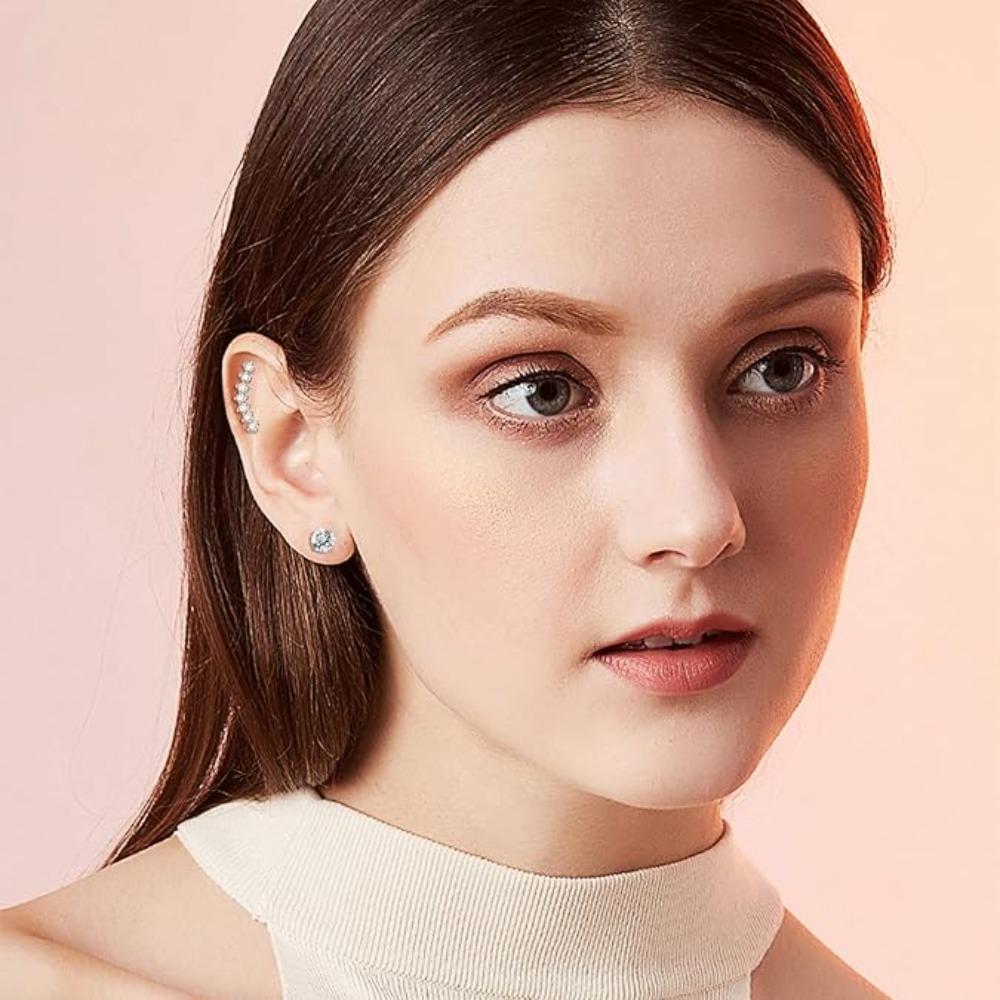 12 Pairs of Simple Anti-Allergic Earrings, Threaded Earrings, Surgical 316L Stainless Steel Perforated Stud Earrings Set, Suitable for Daily Wear 12 Pairs of Simple Anti-Allergic Earrings, Threaded Earrings, Surgical 316L Stainless Steel Perforated Stud Earrings Set, Suitable for Daily Wear