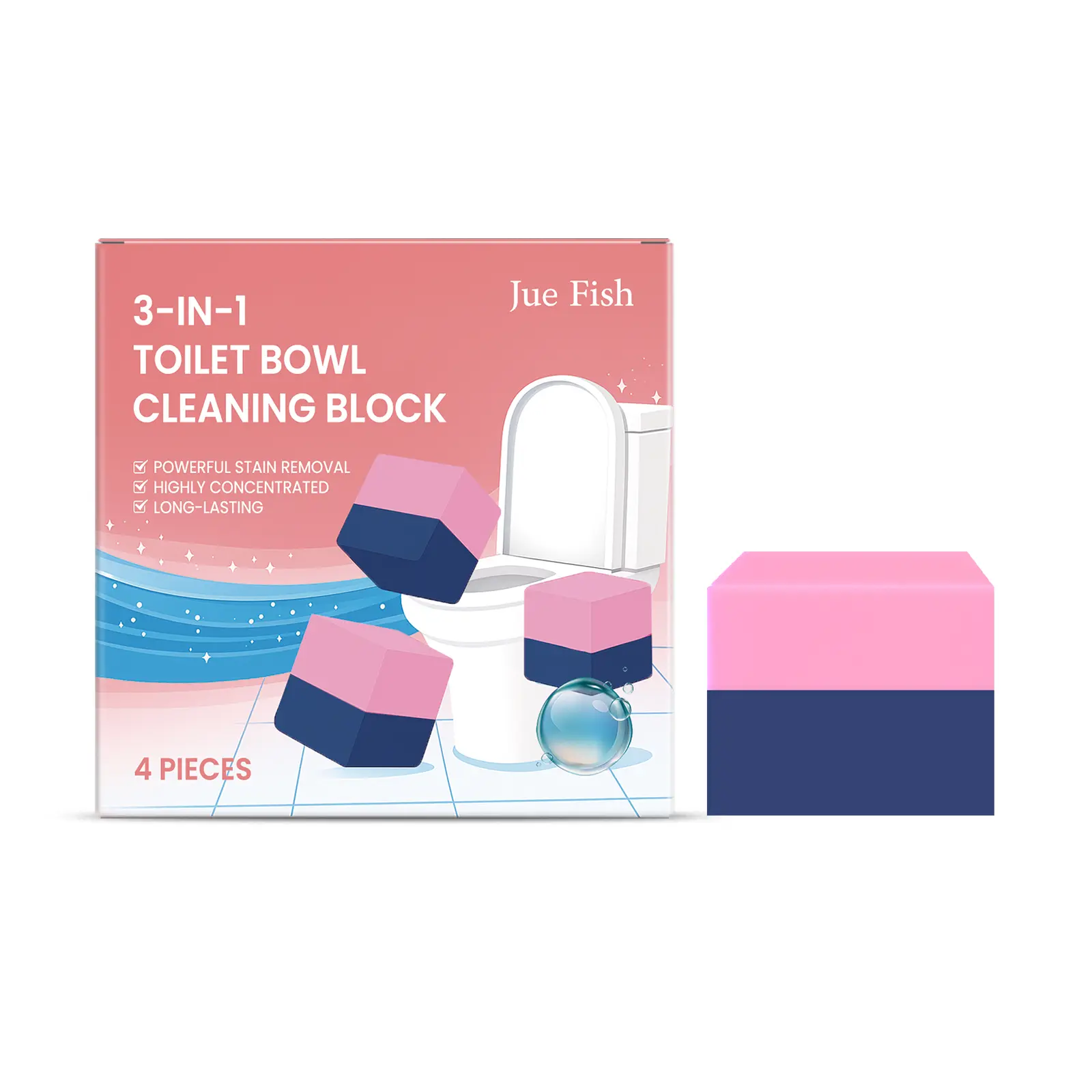 Jue Fish 3-in-1 Toilet Cleaning Block Convenient for Home Use to Clean Toilet Stains and Eliminate Odors