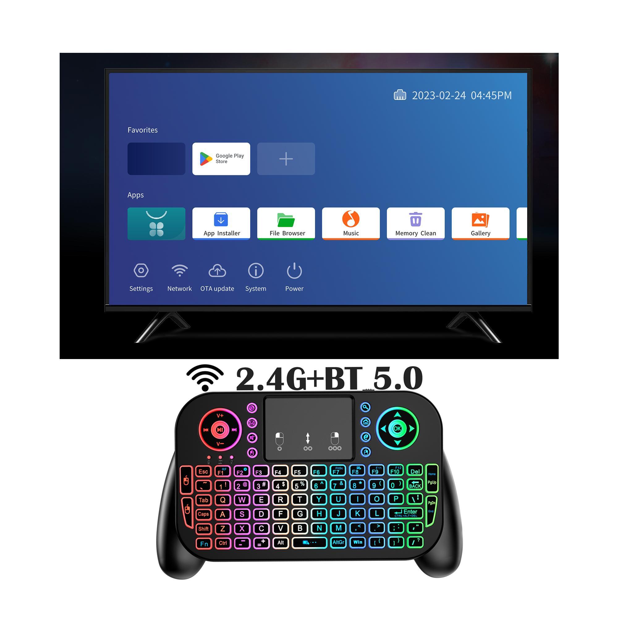 Rechargeable Wireless Keyboard Remote Control, Mini Keyboard Remote Control with Backlight, Dual mode remote, Bluetooth-compatible Keyboard Remote Control for Android TV Box