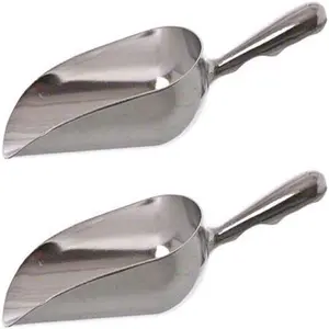 SET OF 2, 12 Oz. (Ounce) Bar Ice Scoop, Dry Bin Scoop, Dry Goods Scoop, Candy Scoop, Spice Scoop, Cast Aluminum