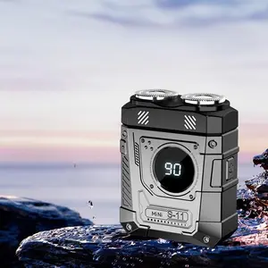 Electric Mini Shaver, Waterproof Portable Razor, Type-C Fast Charging, Magnetic Blade Head, LCD Display, Men's Washable Beard Trimmer
