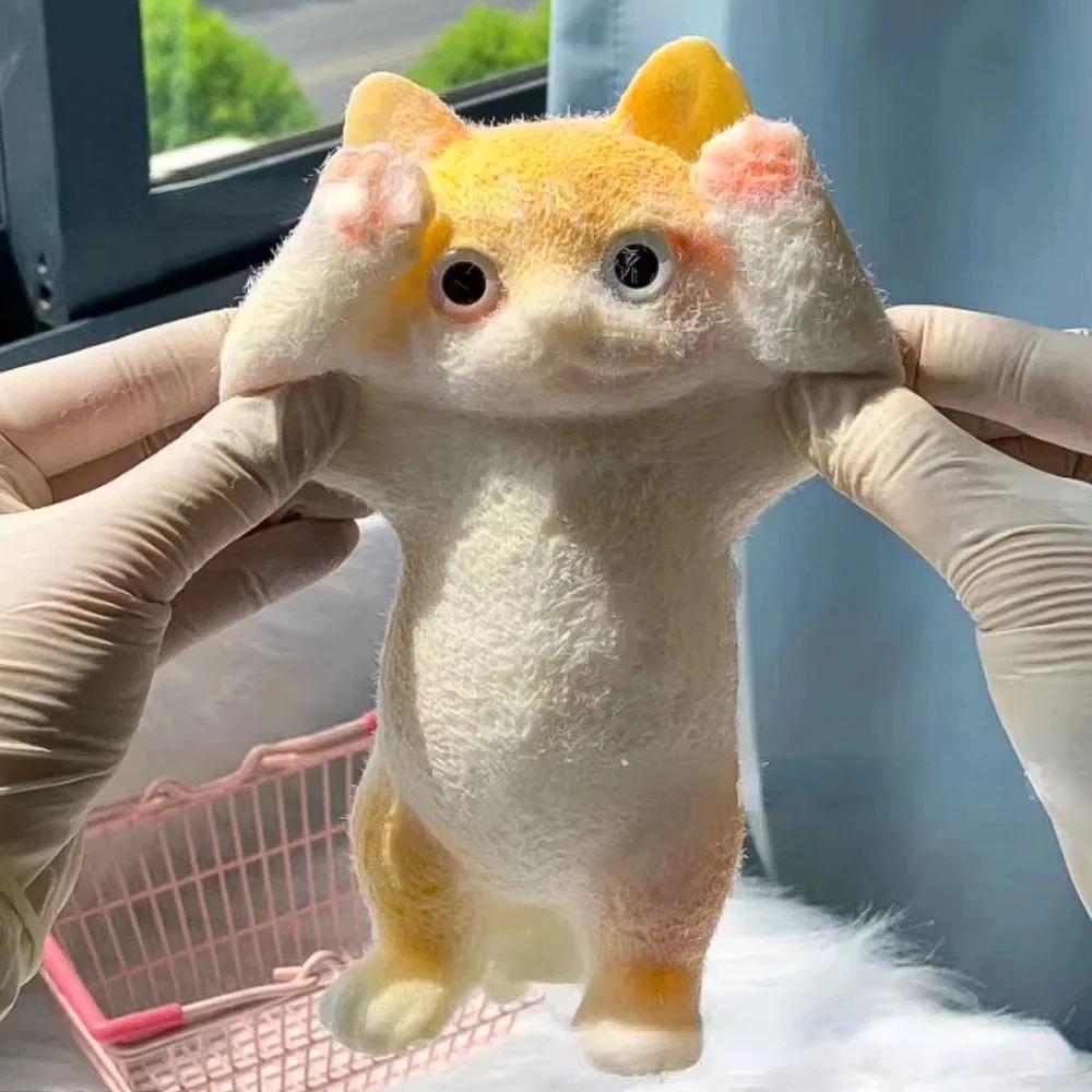 13CM Cute Taba Squishy Cat Fluffy Sticky Realistic Cat Stress Relieving Toy Simulation Cats Doll Squeeze Gift for Kids Adults