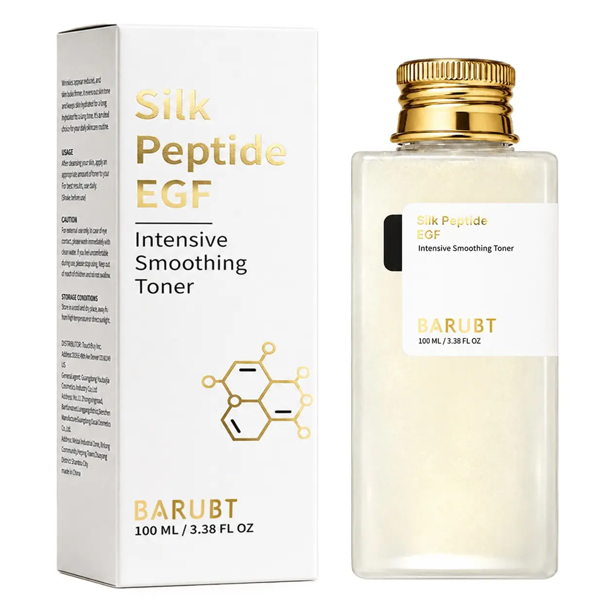 BARUBT Silk Peptide EGF Intensive Smoothing Toner, Gold Pearl Ceramide Hydrating Essence Water, Anti-Fine Lines Plumping Glowing Skin Toner For Dry Dull Tired Skin  #antiagingskincare #facialtoner #essencewater#goldpearlskincare #hydratingtoner