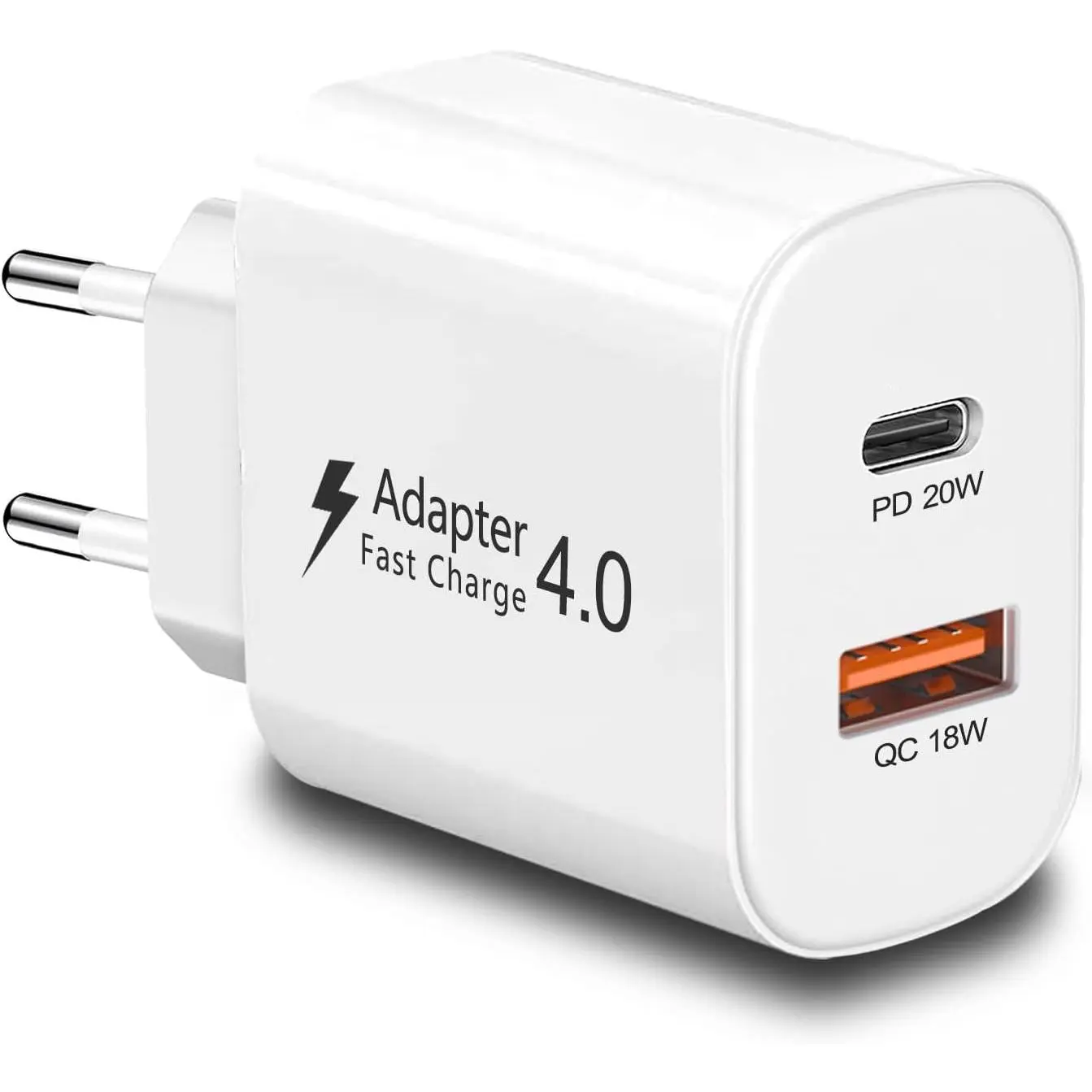 European Travel Plug Adapter,  Charger PD20W QC18W European USB C Charger Block  to EU Plug Adapter USB C Wall Charger   Block for  17 16 15 14 13 12 11, Galaxy, , Pixel