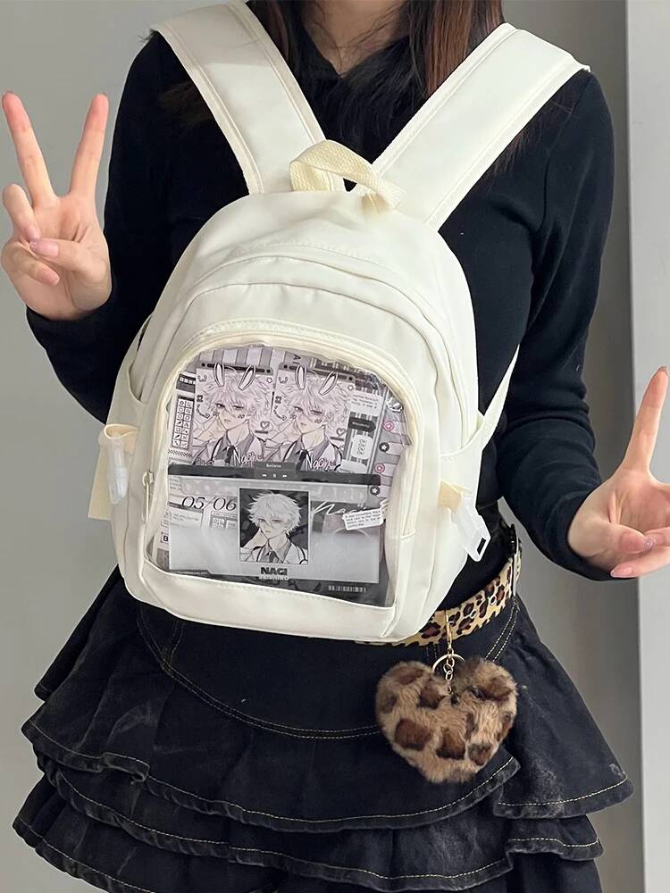 Y2K Cute Mini Backpack Women Fashion ItaBag Sweet Girl Transparent Rucksack DIY Personality Display Knapsack Lolita Shoulder Bag
