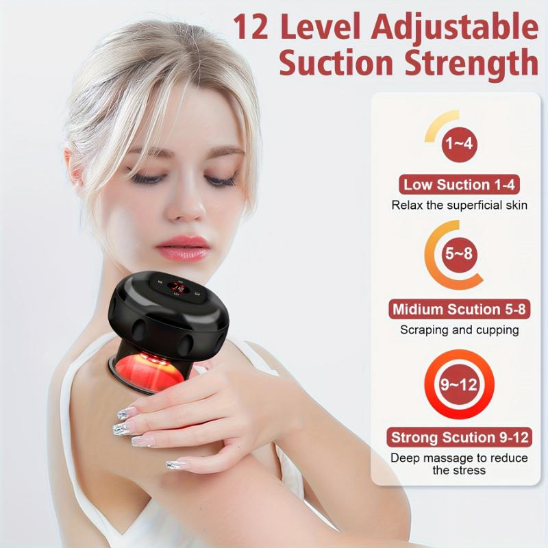 Upgraded Portable Remote Control Version USB Rechargeable Electric Cupping Massager | 3 cans replaceable | 12 Levels Heat & Suction | Deep Tissue Relax for Neck Shoulder Back An Ideal Gift for Valentine's Day, Mother's Day, Christmas, And O