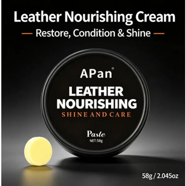 58g Leather Nourishing Cream, 2.045oz Leather Care Balm with Plastic Lid, Restores & Maintains Leather Shine, Ideal for Jackets, Shoes, Bags, Sofas and All Leather Items
