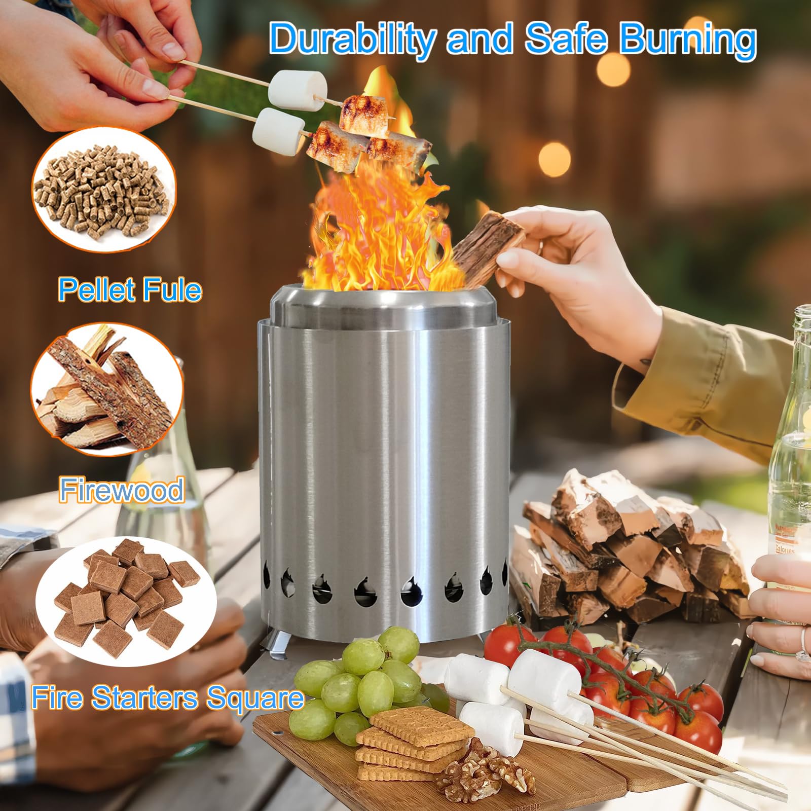 Outdoor Tabletop Fire Pit with Stand, Mini Fire Pit with Travel Bag, Portable Fire Pit, Low Smoke Stove, Suitable for Urban Yard Parties and Suburban Camping, Valentine's Day Gift