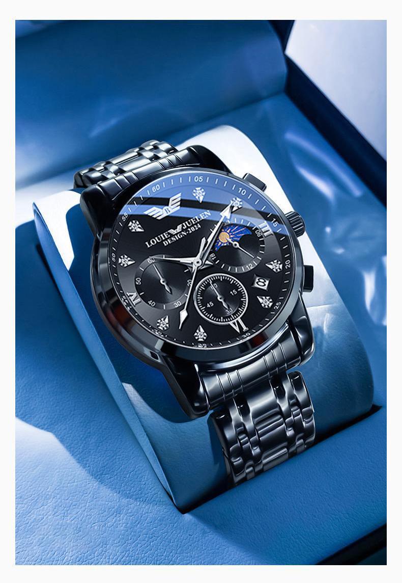 LOUIEJUELEN Elegance Men's Watch Swiss Precision 40mm Alloy Case Sapphire Crystal Stainless Steel Water-Resistant Shockproof Luminous Dial for Business Social Events