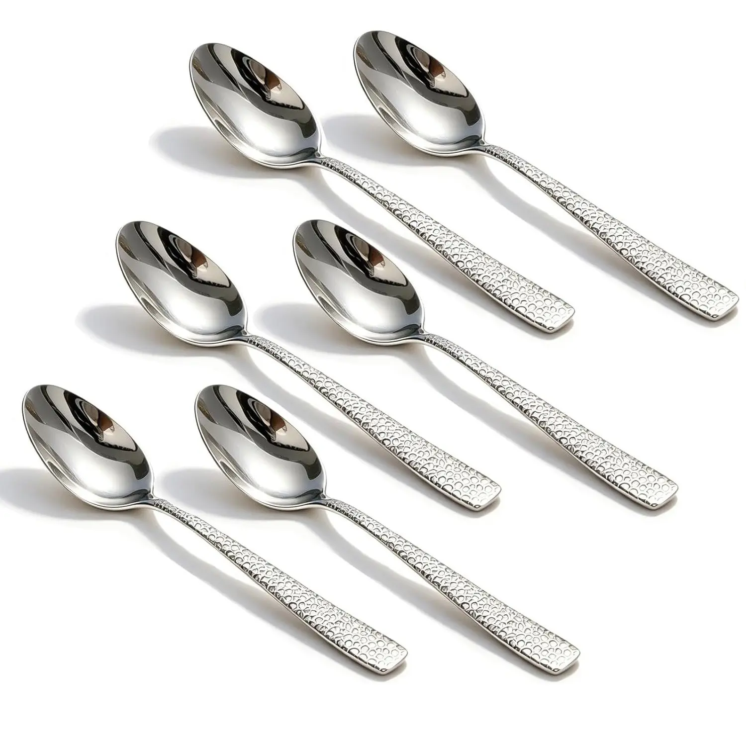 Set of 6 Silver Color Stainless Steel Teaspoons, 6.5-Inch Metal Tea Spoons for Dessert Coffee Tea, Dishwasher Safe