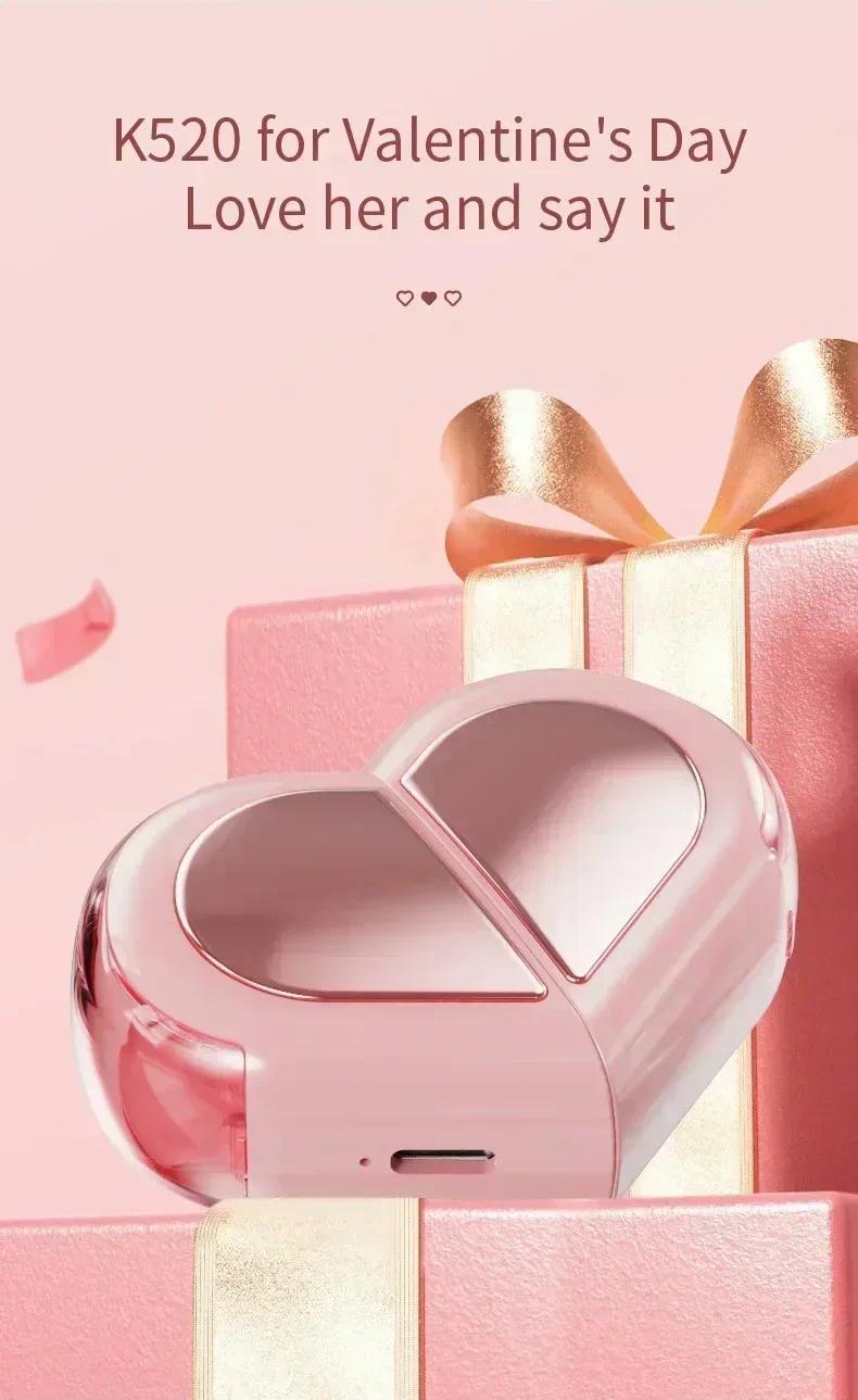 noisecancellingheadphone Wireless Earbuds Stereo Earphone Rotatable Love Heart Shaped Charging Case Low Latency Headphones For Phone Tablet