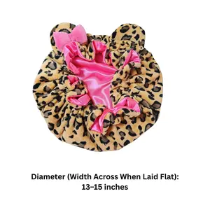 Plush Satin Bonnet for Women with Cute Animal Ears & Bow • Luxury Double Layer Sleep Cap Friction Free Hair Protection for Braids Curls Hidden Adjustable Strap