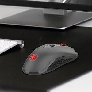 Redragon M652 Optical 2.4G Wireless Mouse with USB Receiver, Portable Gaming & Office Mice, 5 Adjustable DPI Levels, 6 Buttons for Desktop, MacBook, Notebook, PC, Laptop, Computer