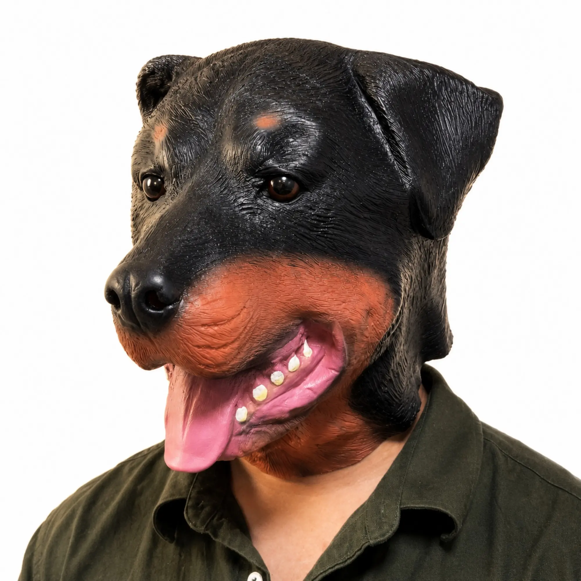 Funny Rottweiler Dog Latex Mask for Adults, Realistic Animal Head Cover, Novelty Gag Gift for Halloween, Cosplay & Theme Party