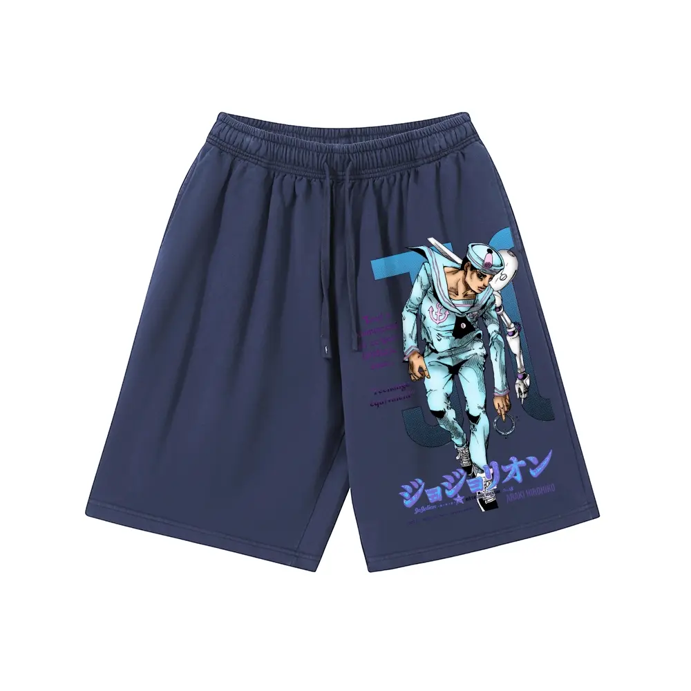 Inkhausstore-Inkvaultarchive Josuke Higashikata Jojo‑Lion Anime Print Loose Streetwear Sweat Shorts