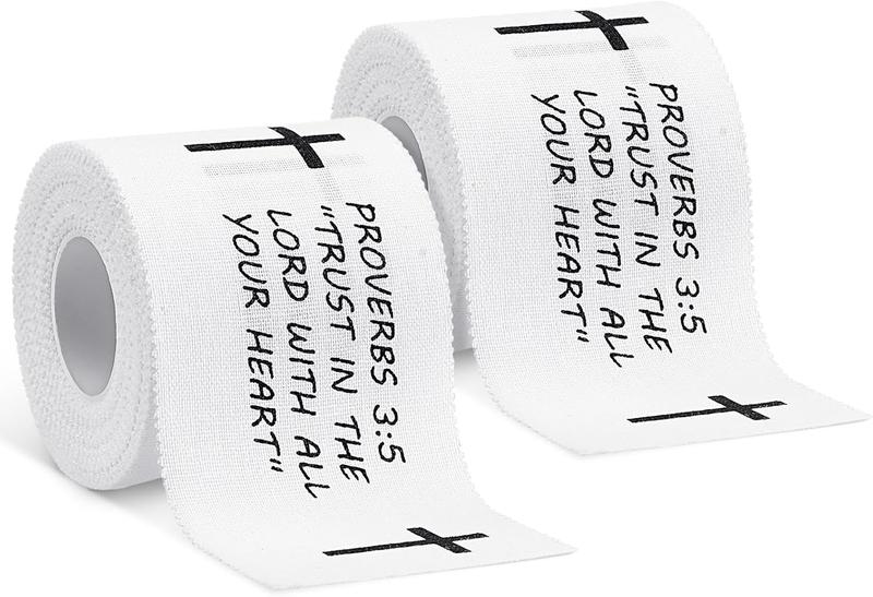 2 Pack Christian Athletic Tape  - 2 Inch x 23 Feet Bible Verse Sports Tape with Cross Design, Jesus Inspired Wrist Wrap for Soccer Football Baseball Gymnastics, Perfect Religious Gift for Easter Good Friday