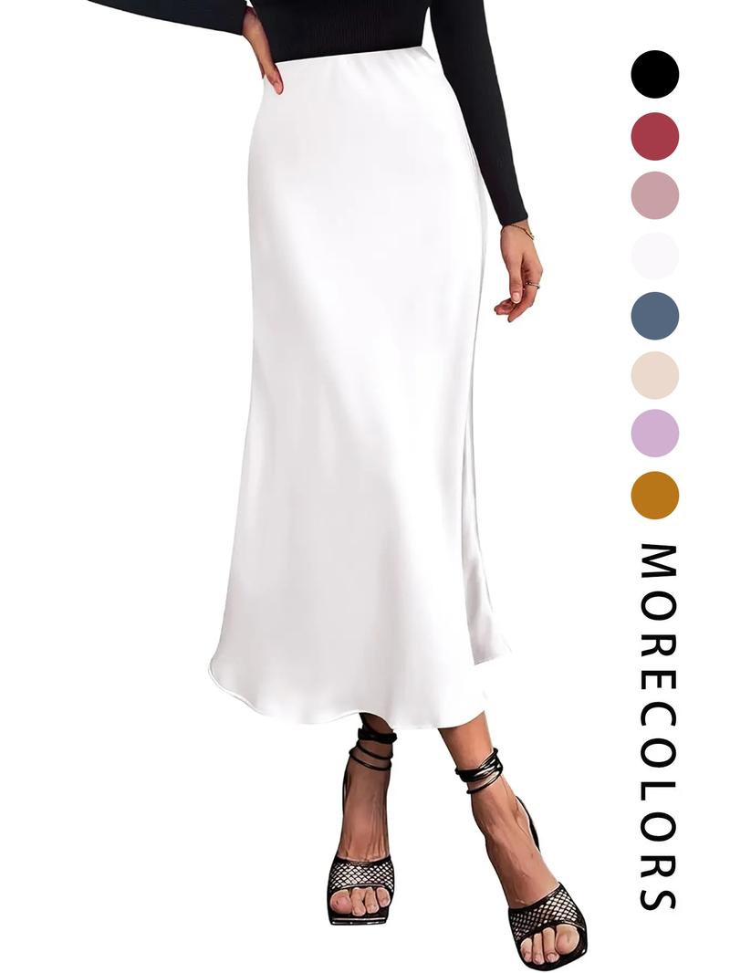 Women's Solid Color   Skirt, Elegant Fashion Casual Skirt for Party Wedding Guest, Ladies Bottoms for Summer, Formal Fashion Skirt