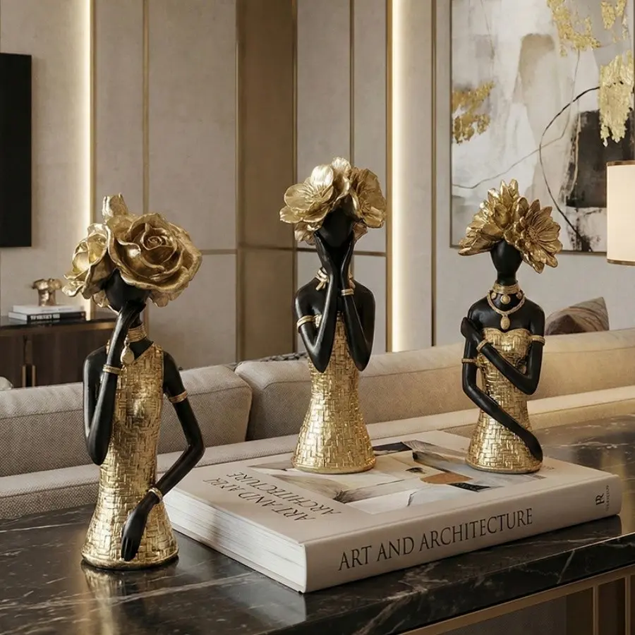 Elegant Resin Goddess Figurine, Home Decor Figurines for Living Room, Study, Bookshelf, Coffee Shop, Bookstore Decoration