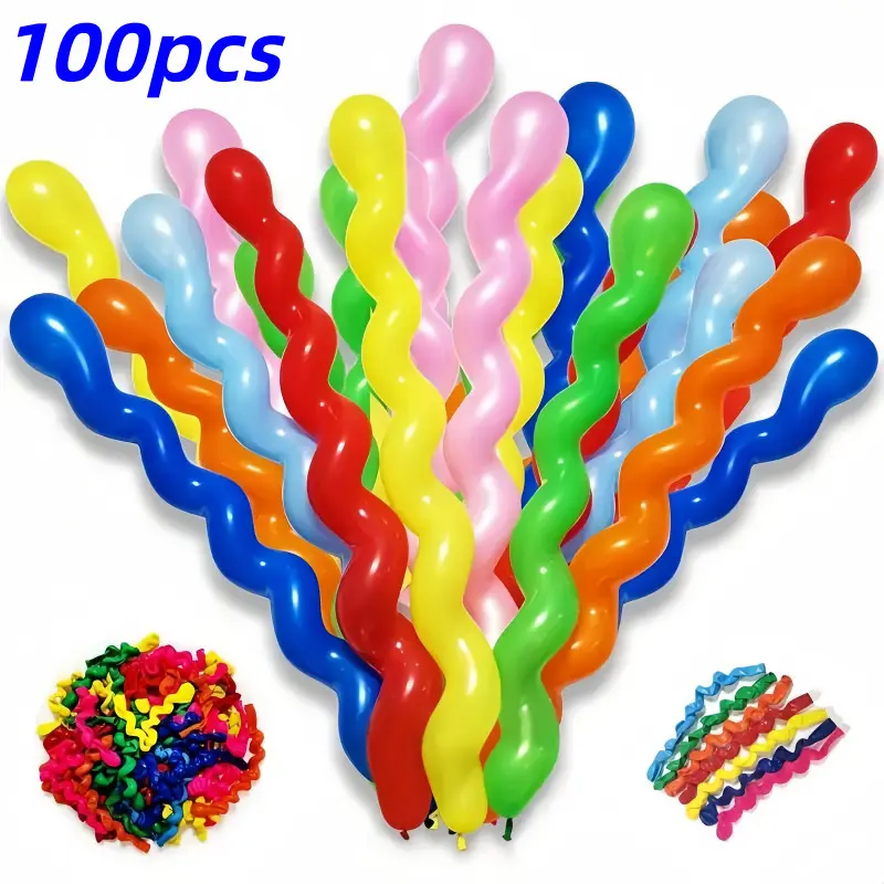 100pcs Colorful Spiral Twisted Balloons, Birthday, Engagement, Wedding, Carnival, Festival Party Balloons Decorations, Easter, Day, Indoor Outdoor Decoration, Photo Props, Scene Setup