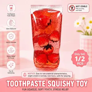 1/2 PCS Toothpaste Squishy Toy, Glitter Slow Rebound Squeeze Tube, Soft Sensory Stress Relief Fidget for Adults Office Desk Home Play, TPR Stress Reliever
