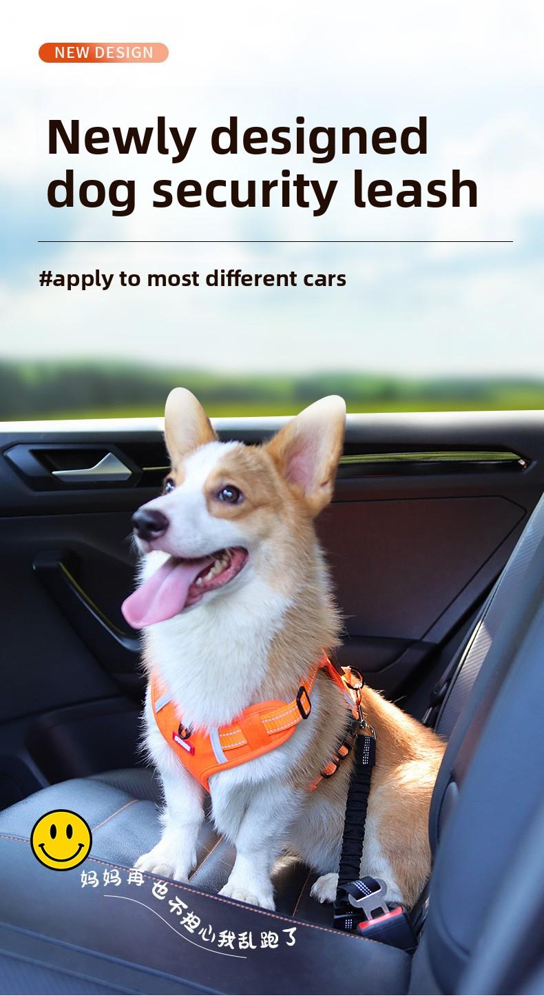 Dog Car Safety Seatbelt, Retractable Bungee Dog Leash, Shock Absorbing Reflective Safety Leash with Steel Buckle, Adjustable Length 20.87-29.53in for Pet Travel, Heavy Duty Vehicle Restraint for Small Medium Large Dogs, Anti-Pull Comfort Walking Leash