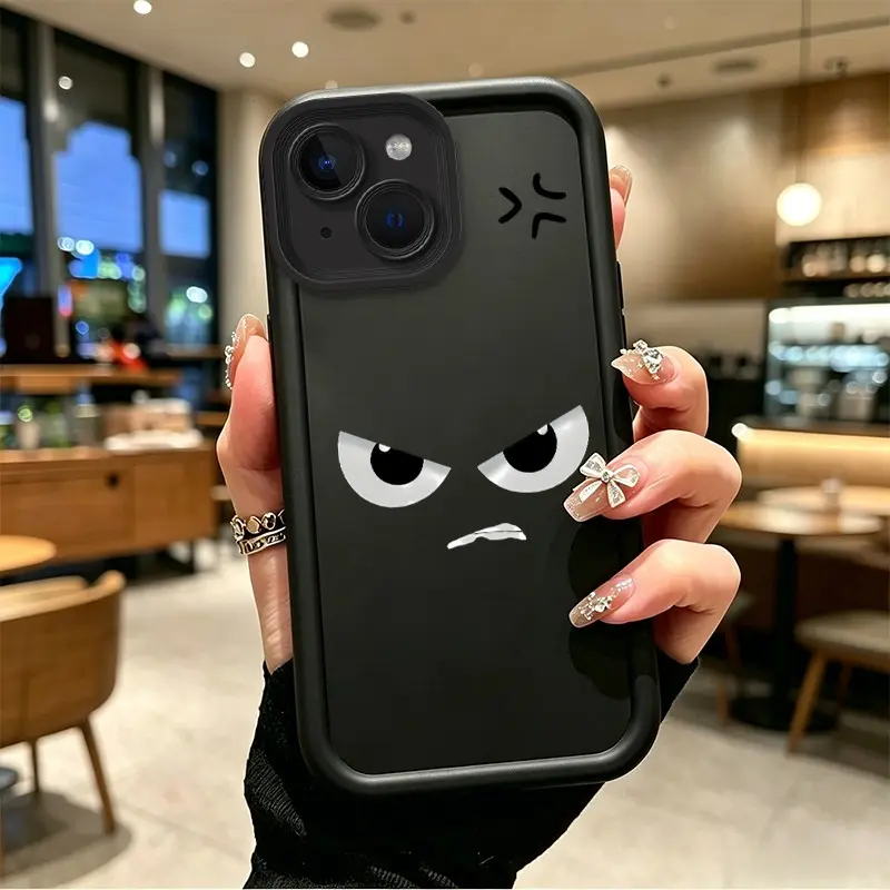 Phone case for iphone 13 13mini 14 14plus 15 15plus Gift Shockproof TPU Irritated Angry Cartoon Face soft silicone Celestial Eye Layered Phone Case BOJTNES3