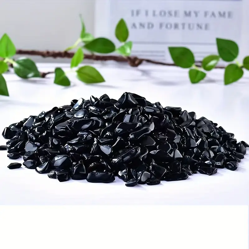 0.2 lb/2.2 g (100 g/1000 g) Polished Black Crystal Aquarium Gravel - Suitable for aquarium substrate, vase filler, and potted plant decoration. Safe and non-toxic small rocks for aquatic pets and home décor |   Decorative Aquarium Rocks |   Crystal Gravel