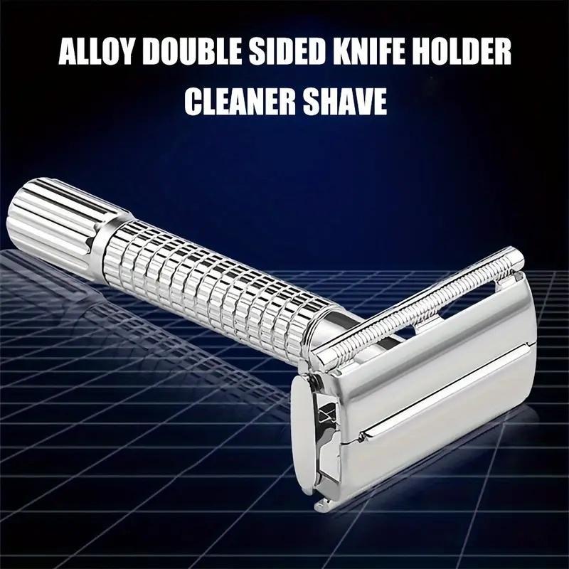 Double-sided Manual Razor with Blades,  Durable Men's Safety Shaving Tool, High-end Rotary Razor for Beard and Beard Trimming