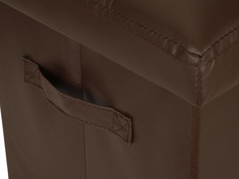 Storage Ottoman Foot Rest Stool, Foldable Leather Footstool Storage Bench with Thicker Foam Padded Seat. Foot Rest Under Desk for Living Room Bedroom 350 lbs, 17x13x13 in, Brown