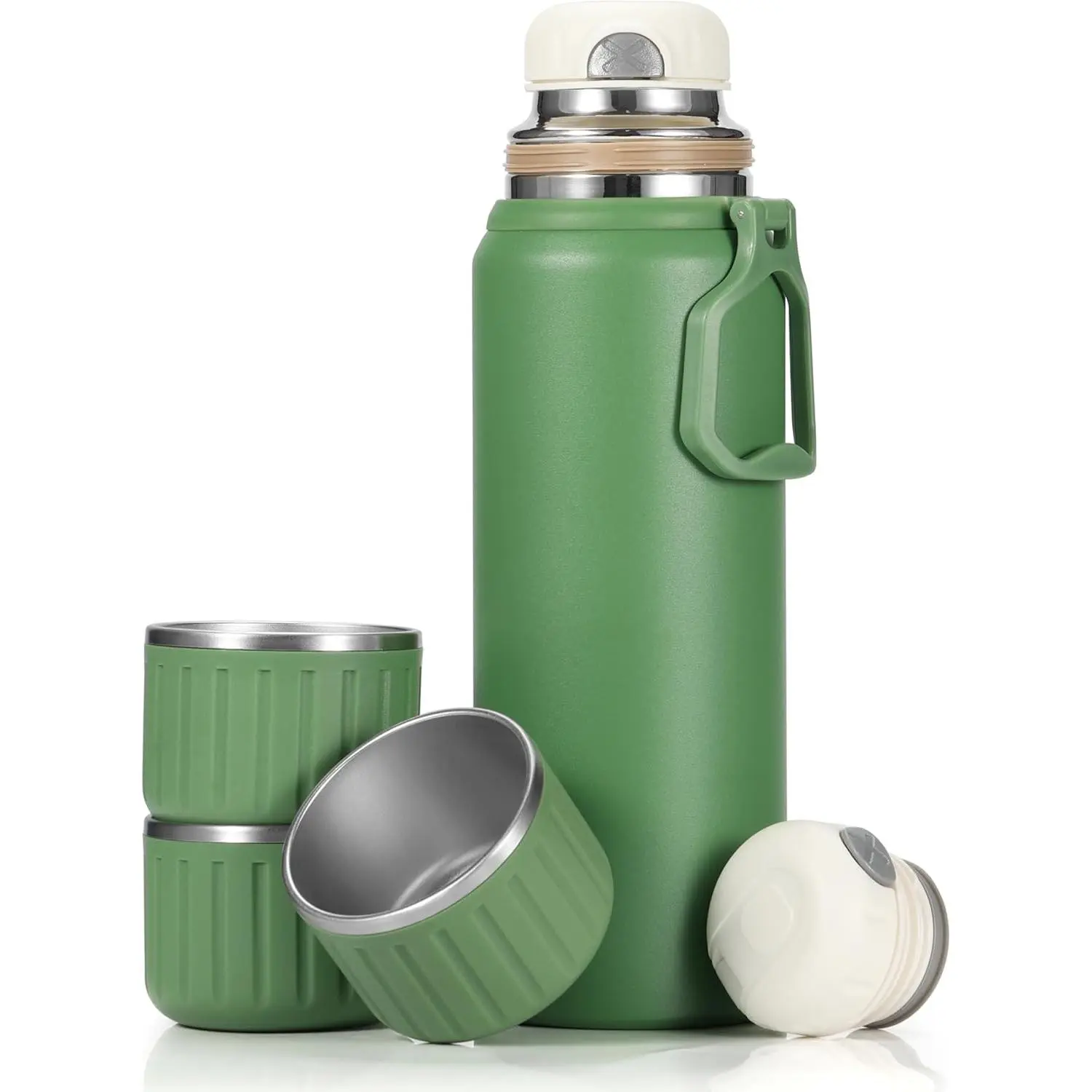 750ml/27 OZ Coffee Thermo with 3 cups, Insulated Water Bottle, Stainless Steel Vacuum Flask Set  Hot and Cold Drinks, Gifts Box