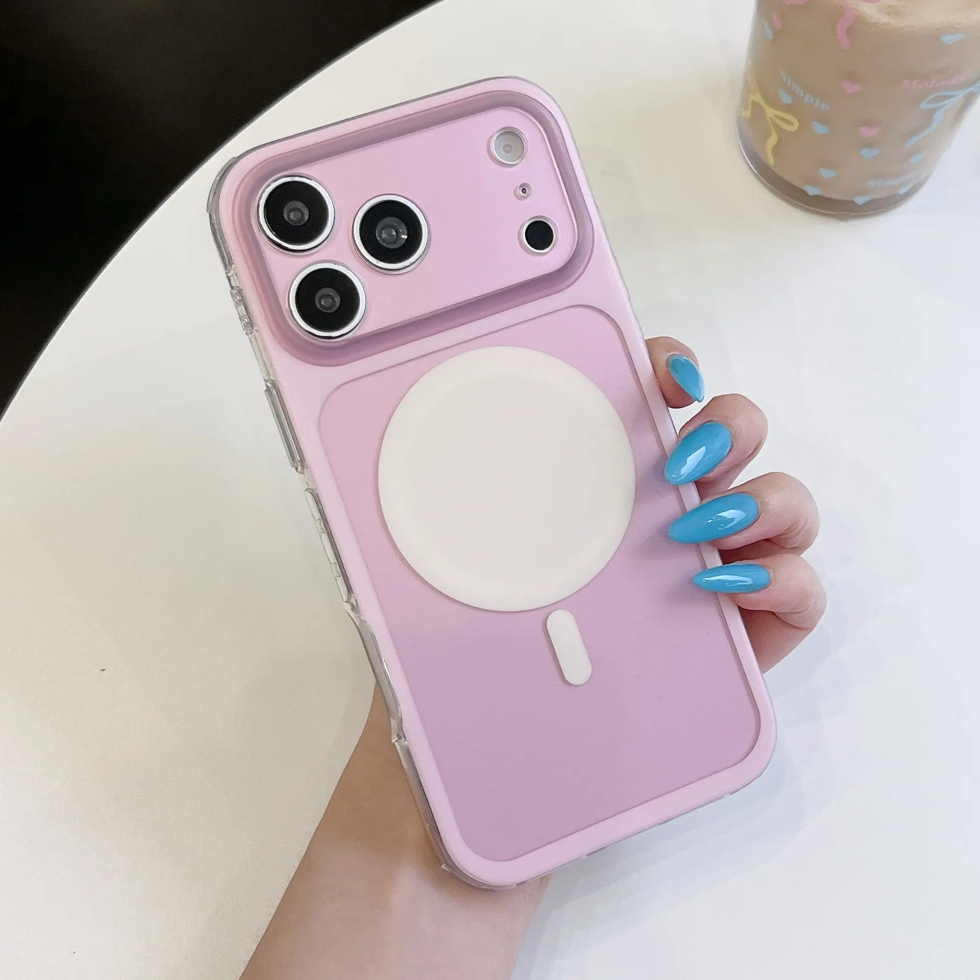 Pastel Pink Magnetic Phone Case Compatible with MagSafe - Translucent Matte Cover, Full Camera Lens Protector For iPhone 17 Pro Max 17 Pro 17 16 15 Pro Max Pro Plus