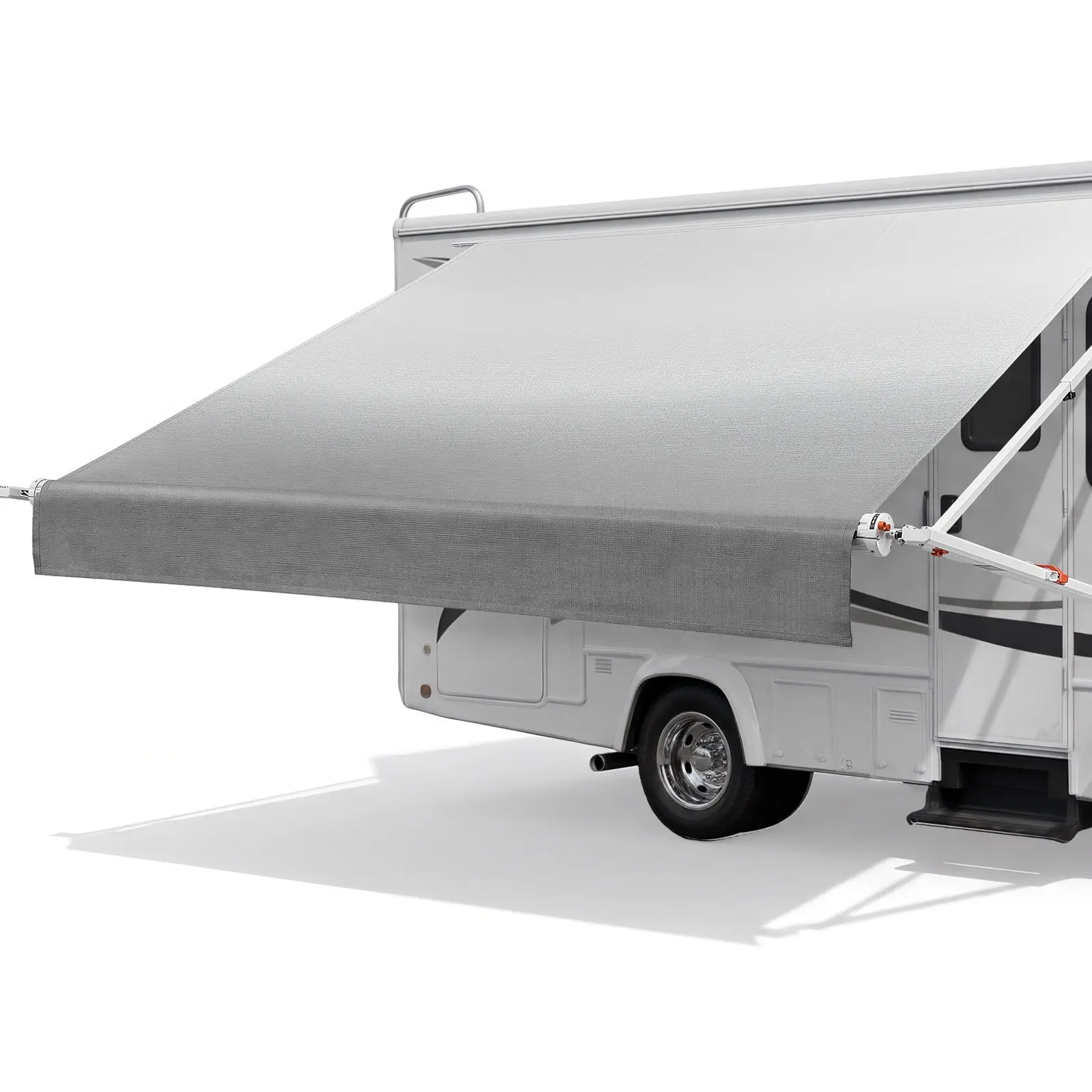 VEVOR B1S Manual RV Awning Complete Kit, 10.12FT Retractable Sunshade with Aluminum Alloy Frame, Waterproof PVC Fabric, for Camping Trailers & Most RVs (10FT Gradient Gray Type)