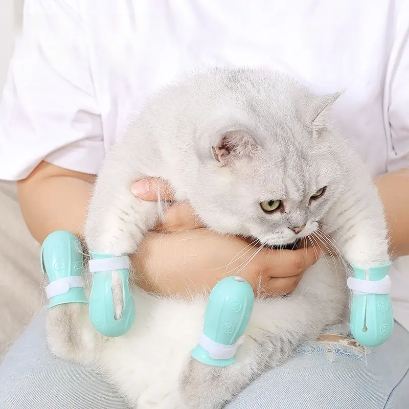 4pcs Multifunctional Soft Silicone Cat Paw Covers, Suitable for Bathing, Injections, And Medication Care, Stress-Free Cat Bathing Paw Covers