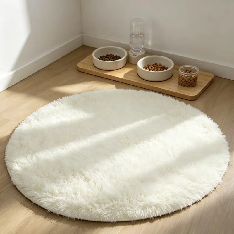Round Soft Plush Round Floor Mat, Sound-Absorbing and Non-Slip Solid Color Carpet, Suitable for Bedroom Bedside, Living Room Coffee Table, Computer Chair, Pet Rest Mat, Minimalist and Cozy Home Decor