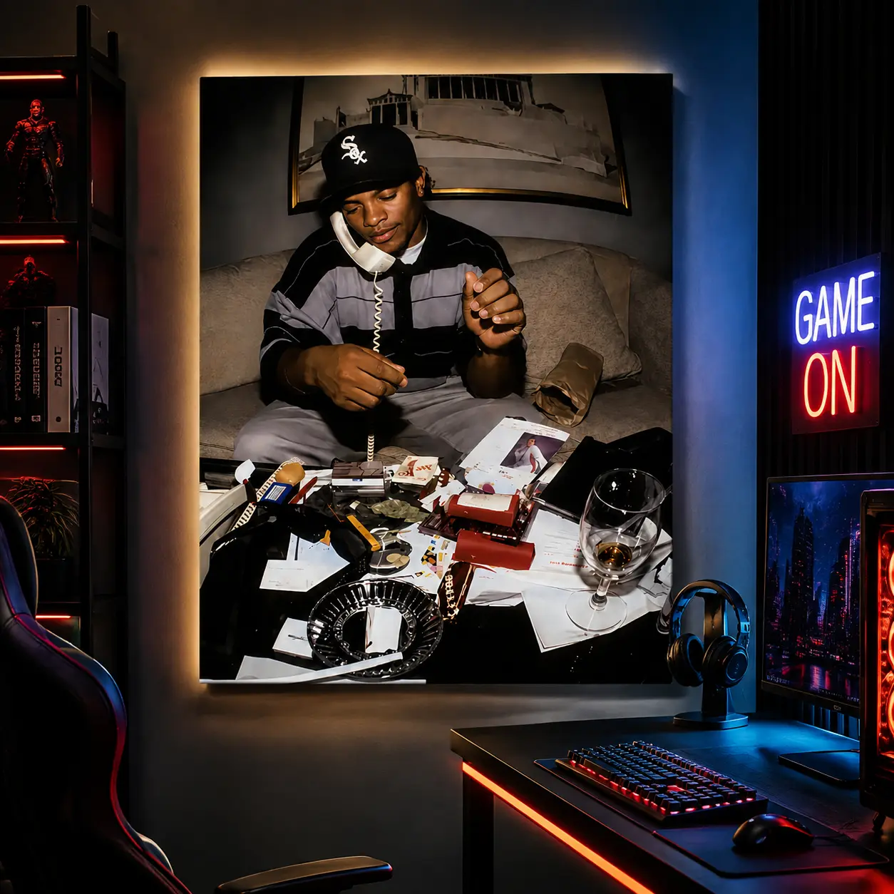 Eazy E Canvas Wall Art, Iconic 90s Hip Hop Rap Poster, Vintage Music Decor Artwork for Bedroom Living Room Man Cave Studio, Retro Street Culture Aesthetic Decoration, Unique Gift Idea for Hip Hop Fans, Rap Collectors and Music Lovers