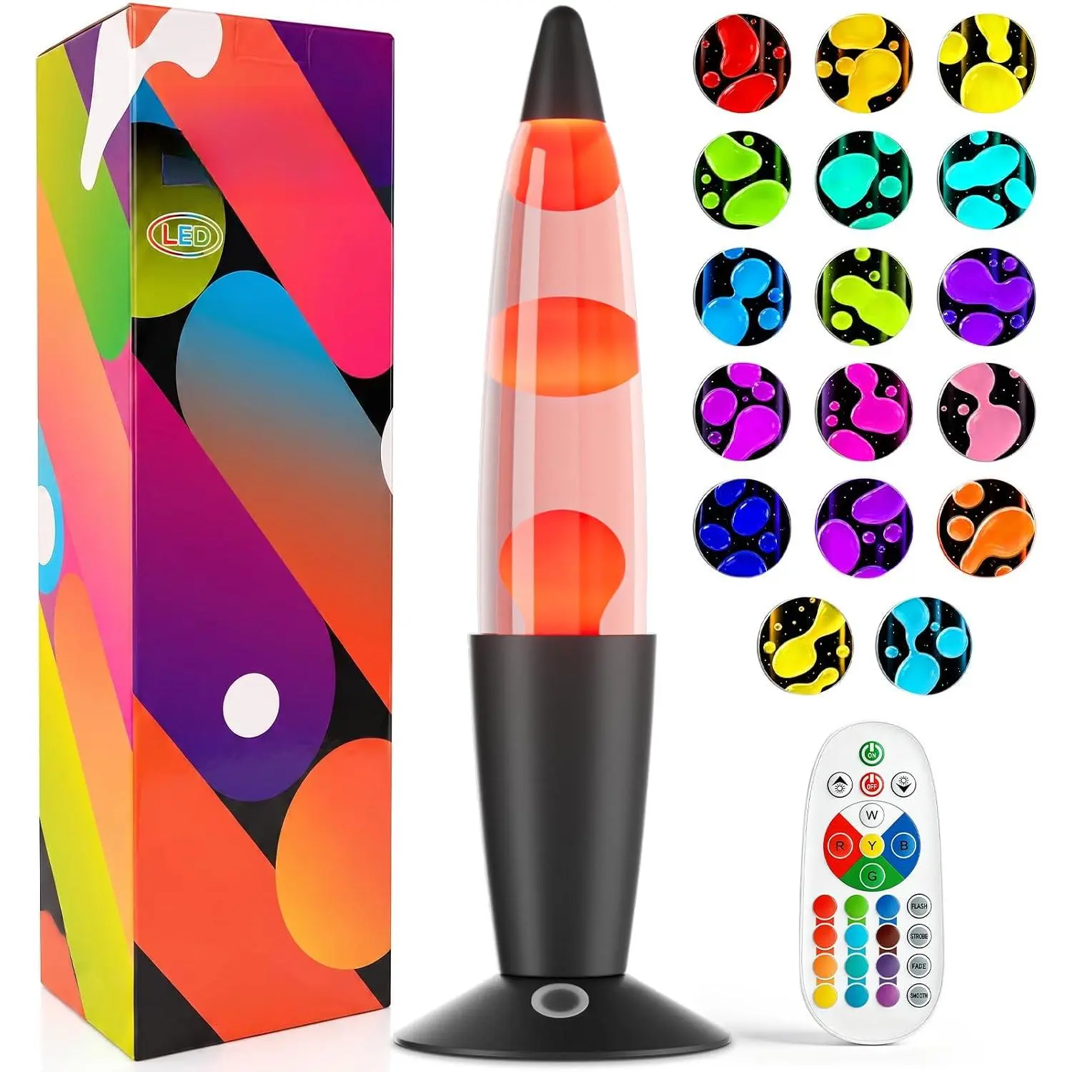 17-Color Changing Liquid Motion Lamp, 13.5in RGB LED Night Light with Remote & Timer Control, Ambient Mood Table Lamp for Kids, Bedroom & Office Home Decor