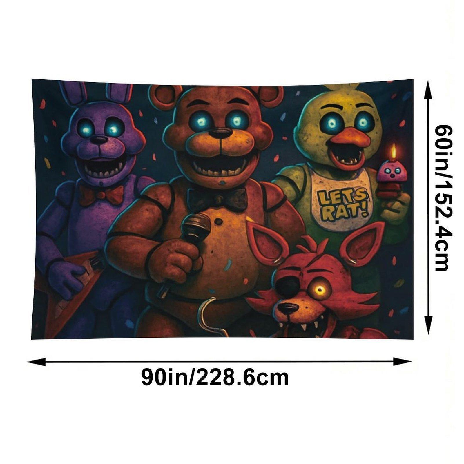 Five Nights at Freddy's (FNAF) Tapestry, Freddy Fazbear and Bonnie Theme Decorative Wall Hanging, Bedroom Dormitory Horror Game Merchandise Wall Tapestry