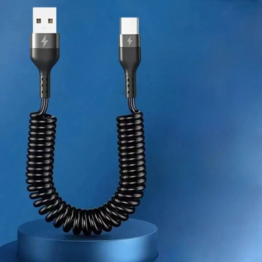 66w 5a Fast Charging USB-C Cable, Spring Retractable Car Phone Charger, Compatible with Samsung Xiaomi Redmi, 1 Count