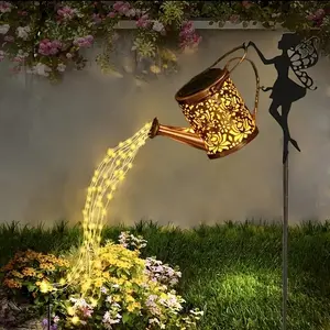 1pc Solar Outdoor Fairy Waterfall Lights,Solar Watering Can Light,36+1 LED Water Flow String Lights,Patio lighting,IP65 Waterproof,Solar Watering Can Outdoor Lights,Solar Outdoor Garden Landscape Lights,Suitable for Lawns, Backyards,Patios