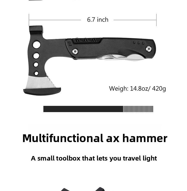 Multifunctional Folding Axe-Hammer Outdoor Camping Survival Tool Tactical Axe Portable Fire Axe with Knife and Pliers Emergency Equipment