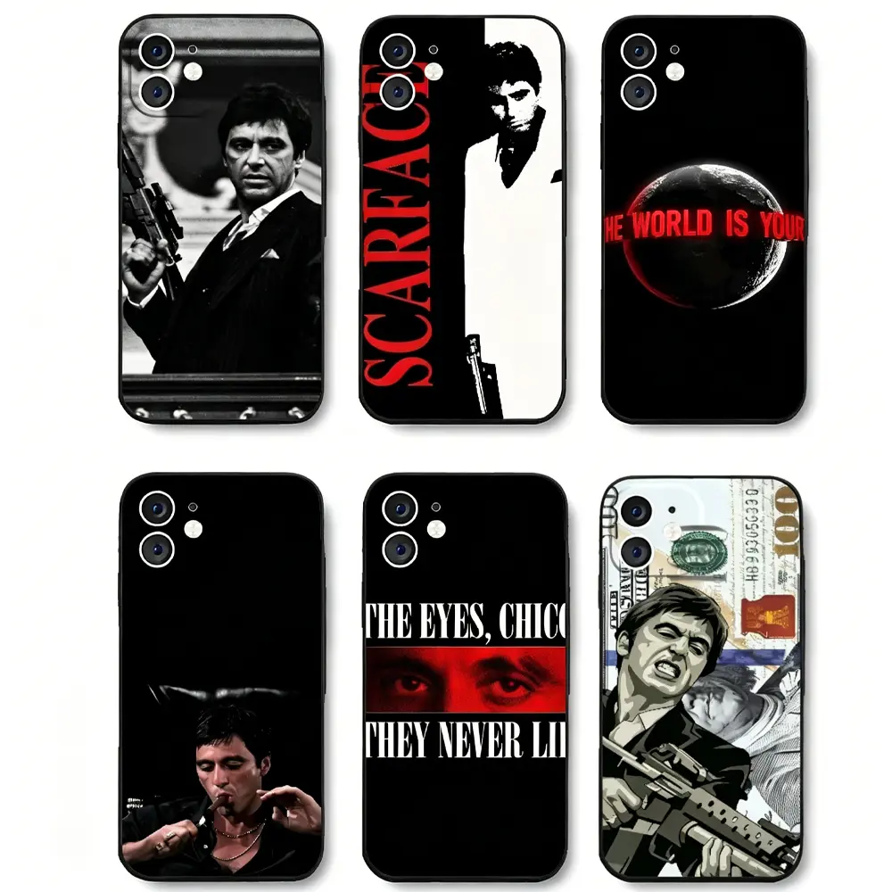 Customized Tony Montana Scarface Shockproof TPU Polycarbonate Casing - Durable Crash-Proof Soft Smartphone Case with Camera Protection for iPhone 17 Pro Max,16 Pro,15,14 Plus,13,12,11 & Samsung S26-S23 Plus Ultra